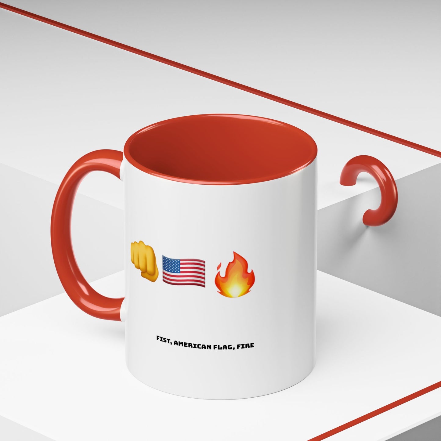 ๐๐บ๐ธ๐ฅ Fist, American Flag, Fire Mug